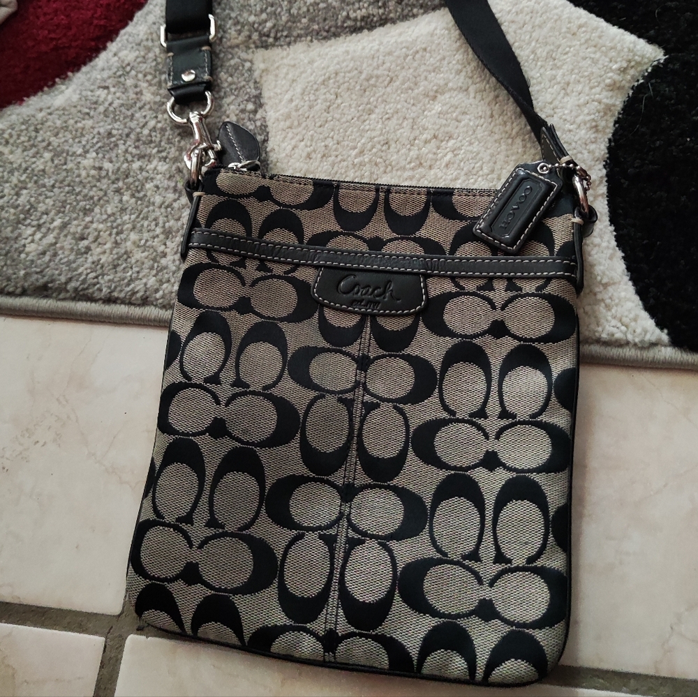 Coach Black and Khaki Signature Crossbody bundle